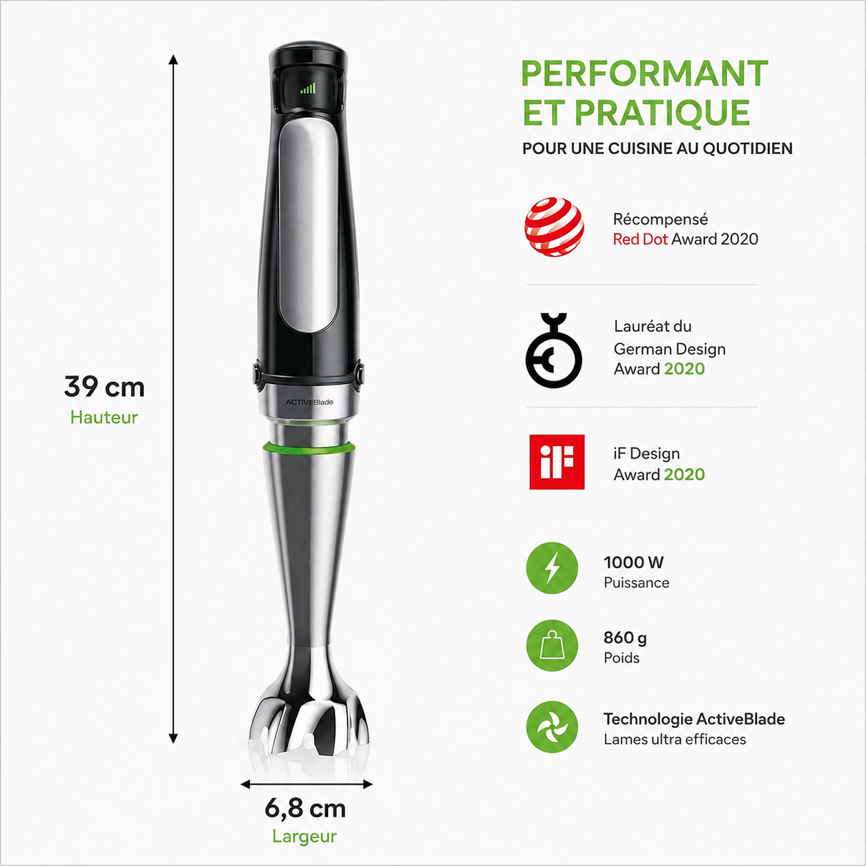 Mixeur Multifonction 1000W – 6 Accessoires – Image 2